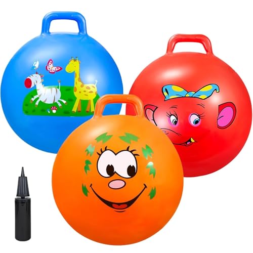Hüpfbälle mit Griff für Kinder, 3, 4–8, 3 Stück, Hopper-Bälle mit Luftpumpe für Kinder, Springen, Sport, Reitspiele, Balance-Übung, Indoor-Outdoor-Spaß Hüpfbälle mit Griff für Kinder, 3, 4–8, 3 Stück, Hopper-Bälle mit Luftpumpe für Kinder, Springen, Sport, Reitspiele, Balance-Übung, Indoor-Outdoor-Spaß von Ynanimery