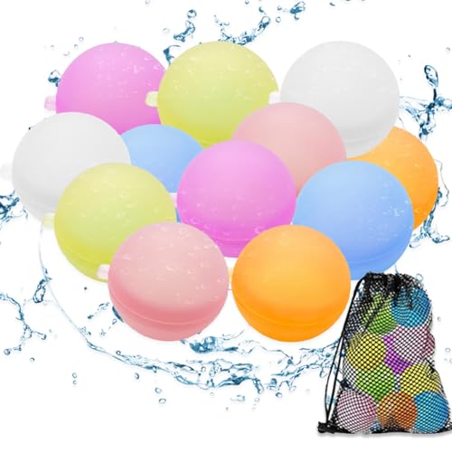 12 Stück Wasserbomben Wiederverwendbar, Silikon Wasserbomben Mit 1 Mesh Bag, Erwachsene – Latexfreies Silikon, Weich, Langlebig für Sommer, Poolparty, Outdoor-Spiel 12 Stück Wasserbomben Wiederverwendbar, Silikon Wasserbomben Mit 1 Mesh Bag, Erwachsene – Latexfreies Silikon, Weich, Langlebig für Sommer, Poolparty, Outdoor-Spiel von Ynkkvre