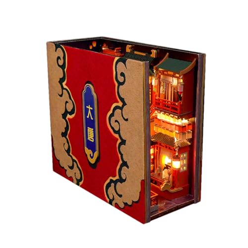 Book Nook, Book Nook Kit | Tang Dynasty Ewige Buch Store Buchecke mit LED-Licht - Buchecke, Bücherständer, Miniaturraum, Puzzle-Hausmodell-Sets mit LED-Lampen für Haus Bücherregal Dekoration von Ynnhik