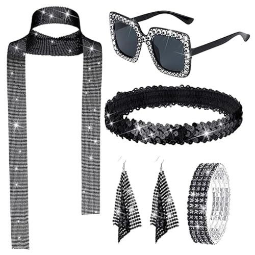 DISCO Schmuck - Retro-Statement Zubehör, funkelndes Schmuckset | 70er Jahre Mode-Set, glitzernde Mode-Accessoires, Vintage-inspirierte Accessoires, gute Qualität Vintage-inspirierte Designs DISCO Schmuck - Retro-Statement Zubehör, funkelndes Schmuckset | 70er Jahre Mode-Set, glitzernde Mode-Accessoires, Vintage-inspirierte Accessoires, gute Qualität Vintage-inspirierte Designs von Ynnhik