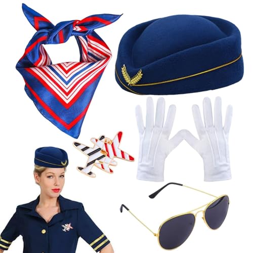 Flug Attendant Accessories - Crew Sharf, Pilot Hut Set | Klassisches professionelles Aussehen, Weiches bequemes Gewebe, Einstellbare sichere Passform, Hochwertige Materialien für Cosplay Flug Attendant Accessories - Crew Sharf, Pilot Hut Set | Klassisches professionelles Aussehen, Weiches bequemes Gewebe, Einstellbare sichere Passform, Hochwertige Materialien für Cosplay von Ynnhik