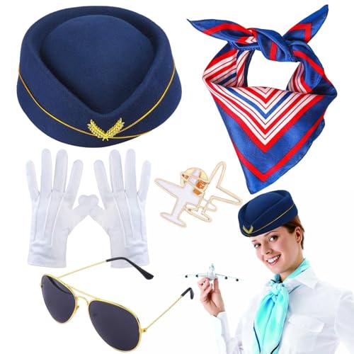 Fluggesellschaft Crew Costume - Flug Missant Schal, Pilot Hut Set | Elegantes professionelles Design, Weiches, bequemes Gewebe, Leicht Haltbares Material, Eleganter Uniformer Look Für Party Cosplay Fluggesellschaft Crew Costume - Flug Missant Schal, Pilot Hut Set | Elegantes professionelles Design, Weiches, bequemes Gewebe, Leicht Haltbares Material, Eleganter Uniformer Look Für Party Cosplay von Ynnhik