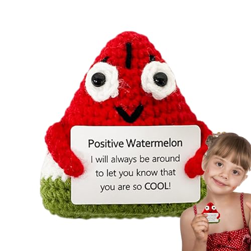 Häkeln emotionale Unterstützung Obst - emotionale Unterstützung Wassermelonenschmuck, emotionale Inspirationskarte Wolle Obstpuppe für Erwachsene Emotionale Unterstützer von Ynnhik