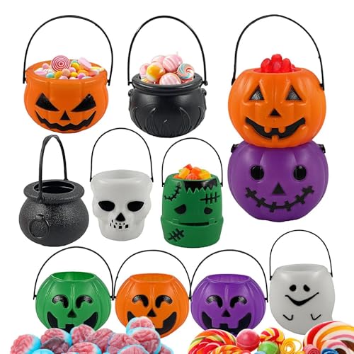 Halloween Süßigkeiten Eimer | Kürbis Geist Goodie Eimer 11 Teile Süßigkeiten Eimer | Tragbare Trick Or Treat Pail Kürbis Eimer Wiederverwendbare Süßigkeiten Taschen für Halloween Halloween Süßigkeiten Eimer | Kürbis Geist Goodie Eimer 11 Teile Süßigkeiten Eimer | Tragbare Trick Or Treat Pail Kürbis Eimer Wiederverwendbare Süßigkeiten Taschen für Halloween von Ynnhik