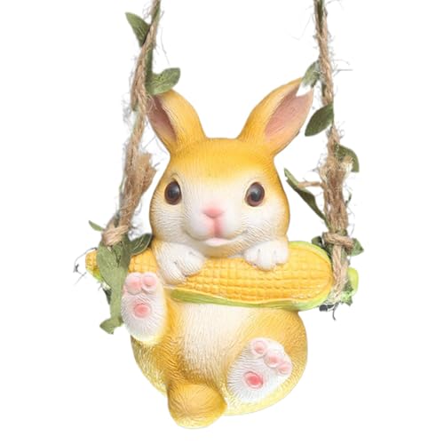 Handgemalte Ostern - Kaninchenfiguren Sammlerstücke, Outdoor-Schaukel Kaninchen | Realistische Osterhasenstatuen mit Karotten, Garten Kaninchenfiguren, Osterhasenfiguren für Körbe von Ynnhik