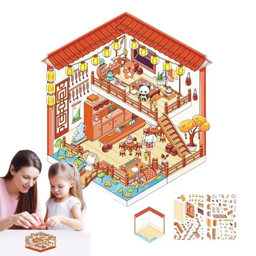 Haus-Aufkleber, Aufkleber Szene - Cartoon Aufkleber Zimmer Handgemachte Haus-Aufkleber - Wasserdichte Hausaufkleber, Lernspielzeug für Familie, Freunde, zu Hause, Vorschulbildung, Dekoration Haus-Aufkleber, Aufkleber Szene - Cartoon Aufkleber Zimmer Handgemachte Haus-Aufkleber - Wasserdichte Hausaufkleber, Lernspielzeug für Familie, Freunde, zu Hause, Vorschulbildung, Dekoration von Ynnhik