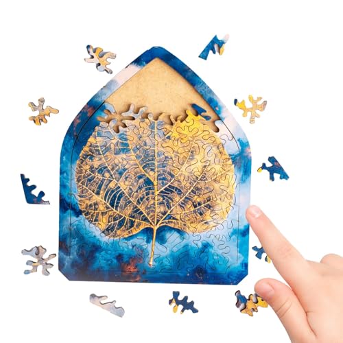 Holzpuzzle,Lernpuzzle für Kinder Bodhi Leaves Design - Unregelmäßig geformte Holzpuzzle, erwachsene Holzpuzzle, 74 einzigartige unregelmäßige Formen für Jugendliche Holzpuzzle,Lernpuzzle für Kinder Bodhi Leaves Design - Unregelmäßig geformte Holzpuzzle, erwachsene Holzpuzzle, 74 einzigartige unregelmäßige Formen für Jugendliche von Ynnhik