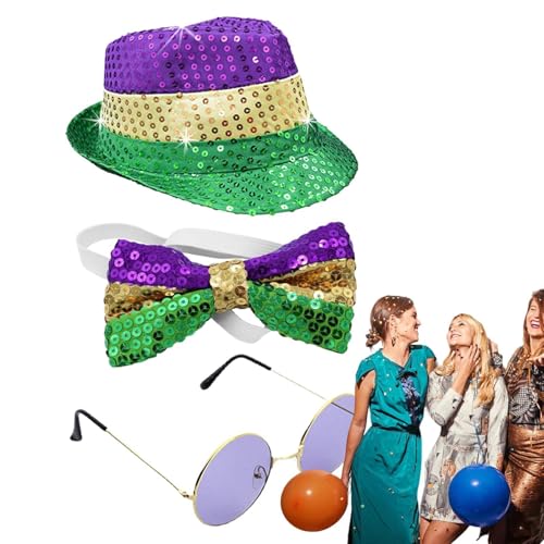 Karnevalsmützen für Erwachsene,Karneval Kostüm Mütze - Sonnenbrille Set mit Pailletten und Fliege - Frauen Mardi Gras Hat Shiny Glitter Cap Fliege Sonnenbrille Set Uni für Halloween Karnevalsmützen für Erwachsene,Karneval Kostüm Mütze - Sonnenbrille Set mit Pailletten und Fliege - Frauen Mardi Gras Hat Shiny Glitter Cap Fliege Sonnenbrille Set Uni für Halloween von Ynnhik