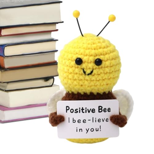 Lustige gehäkelte Bienenpuppen, Handgefertigte Positive Bienenfreund,Handgemachte emotionale Nebenfreund - Handgemachte Wolle gestrickte ermutigende Bienenpuppe für Männer, alle Altersgruppen, Freunde von Ynnhik