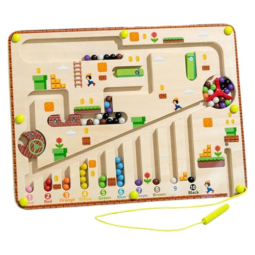 Magnetfarbe und zählen Labyrinth, magnetische Farbe und Anzahl Labyrinth - Bead Maze Counting Toys Magnetische Puzzle | Holz-Puzzle-Aktivitätstafel, Kinder lernen Spielzeug für Feinmotorik logisches von Ynnhik