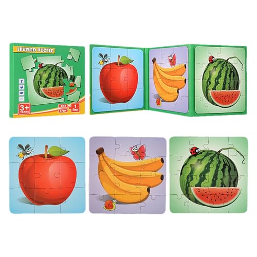 Magnetische Reisepuzzle, Magnet-Puzzle-Buch - Obstthema Puzzle - Magnetisches Puzzlebuch für Kleinkinder, Reiseaktivitätsspielzeuge für Kinder Spiele für 3 4 5 Jahre Kinder im Autoflugzeug von Ynnhik