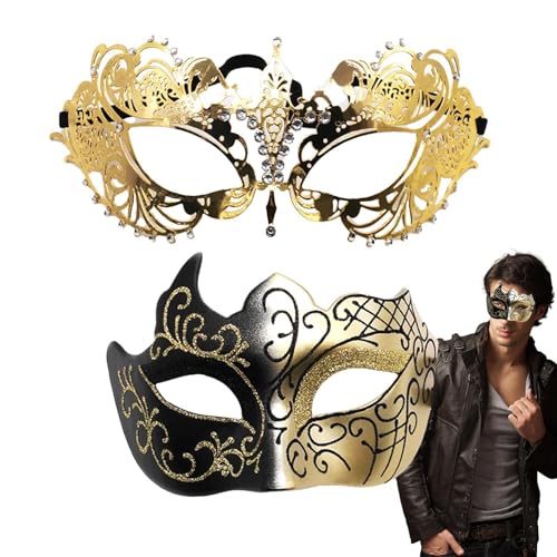 Masquerade Masque Couples Set,Karneval Masque | 2X Maskerade Augenbinde Gesichtsabdeckungen,Kostümmasken Zubehör für Partys, Paare Gesichtsschutz für Bühnenauftreten Masquerade Masque Couples Set,Karneval Masque | 2X Maskerade Augenbinde Gesichtsabdeckungen,Kostümmasken Zubehör für Partys, Paare Gesichtsschutz für Bühnenauftreten von Ynnhik