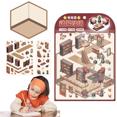 Miniatur-Haus Szene Aufkleber, Miniatur-Szene Aufkleber Set | visuelle Effekte Landschaft Notizbuch Aufkleber - Keine Notwendigkeit, die Tür, Notizbuch, Kinderzimmer zu schneiden Miniatur-Haus Szene Aufkleber, Miniatur-Szene Aufkleber Set | visuelle Effekte Landschaft Notizbuch Aufkleber - Keine Notwendigkeit, die Tür, Notizbuch, Kinderzimmer zu schneiden von Ynnhik