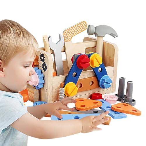 Muttern und Bolzen Spielzeug,Kinder Schraube Nut Spielzeug | Holz Handschraube Demontage Mutter Spielzeug - Bauaktivitäten, Demontage von Nüssen Holz 29pcs Spielzeug-Set für Kinder im Alter von 2-4 von Ynnhik