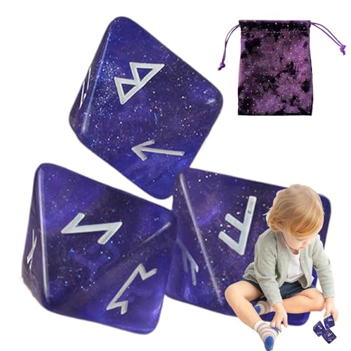 Runenwürfel, Wahrsagerwürfel, 8-seitige Astrologie-Prognose-Würfel für Erwachsene, exquisite polyedrische Runen-Würfel mit Kordelzugbeutel für Brettspiele Runenwürfel, Wahrsagerwürfel, 8-seitige Astrologie-Prognose-Würfel für Erwachsene, exquisite polyedrische Runen-Würfel mit Kordelzugbeutel für Brettspiele von Ynnhik