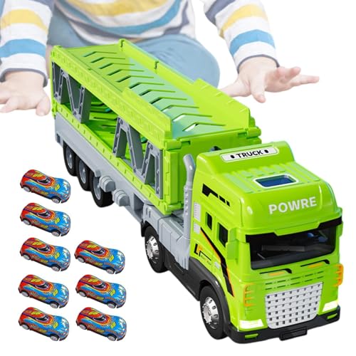 Spielwarenautos mit Rücklaufbahn,Auswerfung Transportfahrzeuge,Faltbarer Race Track Ejection Carrier LKW mit 8 Autos - Storage LKW Spielzeug Doppelschicht Metall Transporter Spielzeug für Mädchen und Spielwarenautos mit Rücklaufbahn,Auswerfung Transportfahrzeuge,Faltbarer Race Track Ejection Carrier LKW mit 8 Autos - Storage LKW Spielzeug Doppelschicht Metall Transporter Spielzeug für Mädchen und von Ynnhik