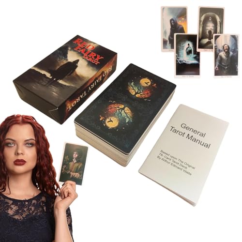Standard-Tarot-Reifen, Red Fairy Tarot Fortune Teller Spielkarten-Standard Sternreifen, Charme Erleuchtung Tarotkarten mit Bedeutungen auf der Tarotkarte für Anfänger Standard-Tarot-Reifen, Red Fairy Tarot Fortune Teller Spielkarten-Standard Sternreifen, Charme Erleuchtung Tarotkarten mit Bedeutungen auf der Tarotkarte für Anfänger von Ynnhik