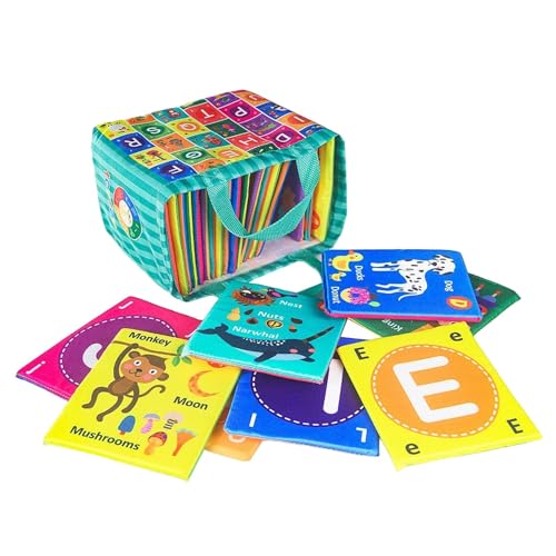 Stoff lernen Flash-Karten, weiches Alphabet Spielzeug | Lernprogramm Stoff Alphabetspielzeug | 26 Buchstaben und Flora Fauna awareness Spielzeug für Kinder, Kinder, Mädchen von Ynnhik
