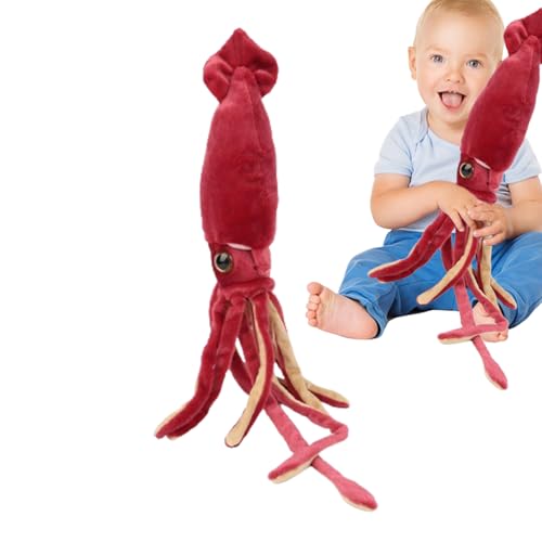 Tintenfisch-Spielzeug,Riesen-Tintenfisch-Plüsch | Rotes gefülltes Meerestier-Spielzeugkissen,Niedlicher Meerestier-Riesenkalmar, 65 cm große Tintenfischpuppe, Meerestier-Stofftier für Geburtsta Tintenfisch-Spielzeug,Riesen-Tintenfisch-Plüsch | Rotes gefülltes Meerestier-Spielzeugkissen,Niedlicher Meerestier-Riesenkalmar, 65 cm große Tintenfischpuppe, Meerestier-Stofftier für Geburtsta von Ynnhik
