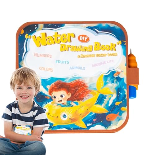 Wasserbücher für Kinder | Reisefarbe Aquarell Malbuch Set - Flugzeugspielzeug, 2-in-1 Moderesespielzeug mit Aufkleber für Party Geburtstag Austausch Handwerk für Kinder 3+ Jahre alt von Ynnhik