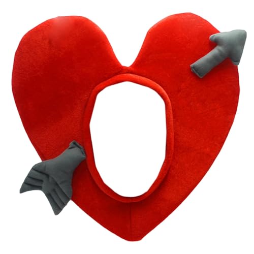 Ynnhik Herz-Kopfbedeckung – Plüsch-Kopfbedeckung In Herzform, Karnevalshut | Herzförmiger Hut, Ausgefallene Accessoires, Plüsch-Liebesherz-Hut Für Erwachsene, Rot von Ynnhik