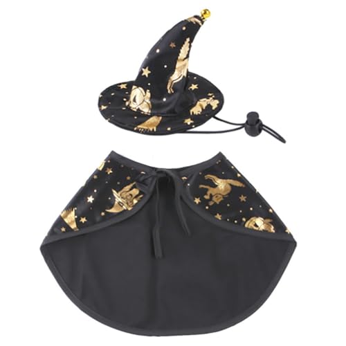 Ynnhik Katzen-Zauberer-Kostüm – Halloween-Kostüm für Katze, Halloween-Katzenhaustier-Zauberer-Kostüm für Cosplay, Halloween, Silvesterparty, Druckdesign von Ynnhik