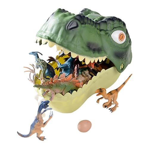 Ynnhik Kinder-Dinosaurier-Spielset - Aufbewahrung Dinosaurier Figuren Zubehör Spielset Lernspielzeug | Dinosaurier-Kopf-Aufbewahrungsbox-Spielzeug Für Ostern, Weihnachten von Ynnhik