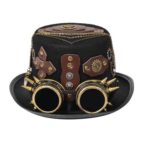 Ynnhik Steampunk-Hüte mit Schutzbrille, Steampunk-Hüte für Männer,Cosplay Halloween Kostüm Kopfbedeckung Hut mit abnehmbarer Schutzbrille | Ausgefallenes Kostüm für Maskerade, Cosplay Ynnhik Steampunk-Hüte mit Schutzbrille, Steampunk-Hüte für Männer,Cosplay Halloween Kostüm Kopfbedeckung Hut mit abnehmbarer Schutzbrille | Ausgefallenes Kostüm für Maskerade, Cosplay von Ynnhik