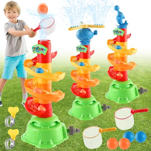 Wassersprinkler für Kinder, 3-in-1 Fairway-Wassersprinkler-Spielzeug für den Außenbereich, mit 2 Schlauchklemmen, Terrassen-Kinder-Sprinkler-Set, Gartensprinkler-Spielzeug für Jungen und Mädchen Wassersprinkler für Kinder, 3-in-1 Fairway-Wassersprinkler-Spielzeug für den Außenbereich, mit 2 Schlauchklemmen, Terrassen-Kinder-Sprinkler-Set, Gartensprinkler-Spielzeug für Jungen und Mädchen von Ynredee