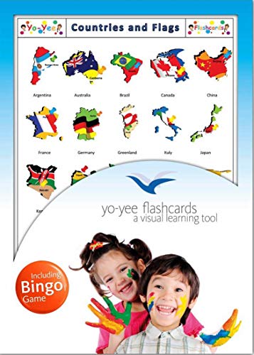 Country and Flags Flashcards in English - Flash Cards with Matching Bingo Game in One Set - Vocabulary Picture Cards for Toddlers, Kids, Children and Adults - Size 4.13 × 5.83 in - DIN A6 von Yo-Yee Flashcards