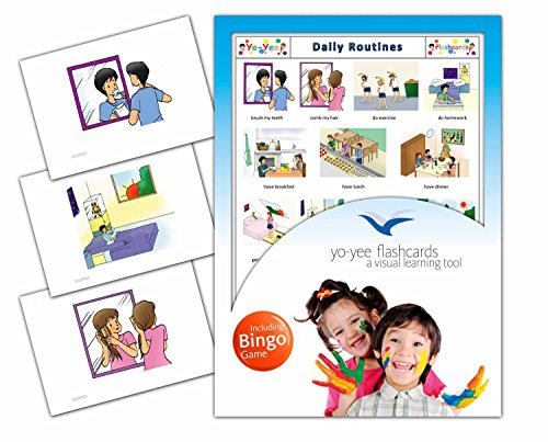 Daily Routines Flashcards in English - Flash Cards with Matching Bingo Game in One Set - Vocabulary Picture Cards for Toddlers, Kids, Children and Adults - Size 4.13 × 5.83 in - DIN A6 von Yo-Yee Flashcards