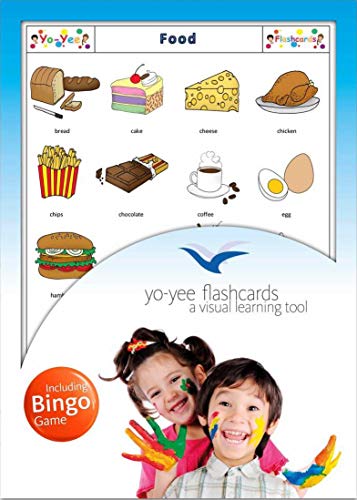 Food Flashcards in English - Flash Cards with Matching Bingo Game in One Set - Vocabulary Picture Cards for Babies, Toddlers, Kids and Children - Size DIN A5 von Yo-Yee Flashcards