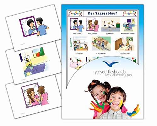Yo-Yee Flashcards Bildkarten für DAZ/DAF Unterricht - Tagesablauf - Erweitere spielerisch Grundwortschatz, Satzbau und Grammatik - Für Kita, Kindergarten, Grundschule oder Logopädie von Yo-Yee Flashcards