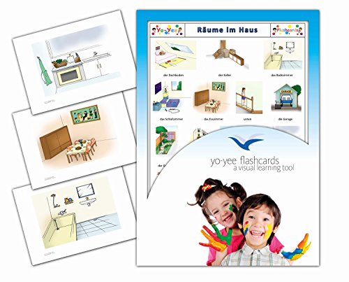 Yo-Yee Flashcards Bildkarten zur Sprachförderung - Räume im Haus - Erweitere spielerisch Grundwortschatz, Satzbau und Grammatik - Für Kita, Kindergarten, Grundschule oder Logopädie von Yo-Yee Flashcards