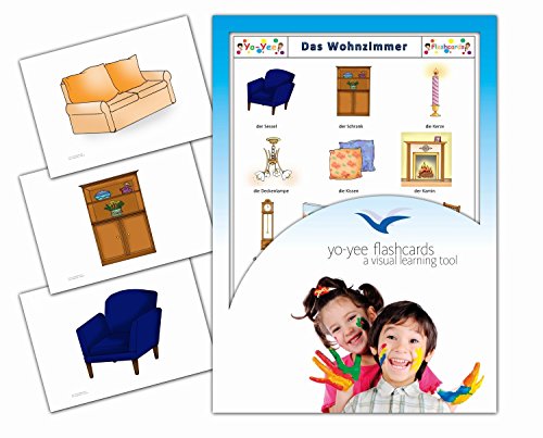 Yo-Yee Flashcards Bildkarten zur Sprachförderung - Wohnzimmer - Erweitere spielerisch Grundwortschatz, Satzbau und Grammatik - Für Kita, Kindergarten, Grundschule oder Logopädie von Yo-Yee Flashcards