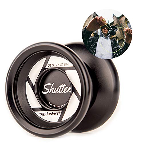 YoyoFactory Shutter Profi Yo-Yo von Weltmeister Gentry Stein - SCHWARZ (Schnelle Rotation Metall Kugellager, Fortgeschrittenes Unresponsive YoYo, Schnur und Anleitung Enthalten) von YoYoFactory