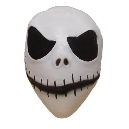 Yodeal Der Albtraum vor Weihnachten Jack Skellington Maske Latex Helm Cosplay Halloween Weiß (A) von Yodeal