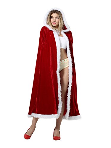 Yodensity Weihnachten Santa Claus Umhang Kapuzenmantel Rot Samt für Weihnachten Kostüm Party 110cm / 125cm / 150cm von Yodensity