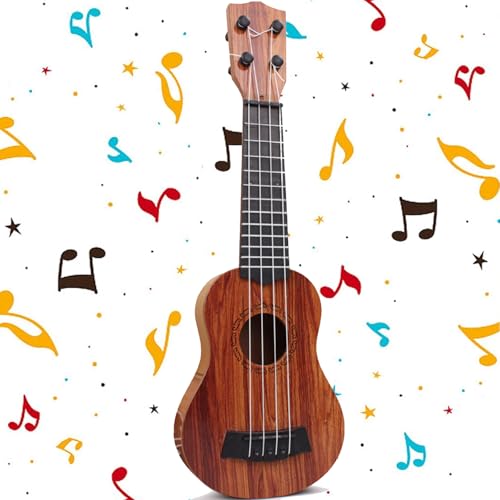 Mini Gitarre, Kindergitarre, Spielzeug Gitarre, Ukulele Gitarre Spielzeug, Gitarre Spielzeughen, Ukulele Kinder mit 4 Verstellbaren Seiten, für Kinder, Kleinkinder, Mädchen (38cm / Mahagoni Farbe) von Yoihuqi
