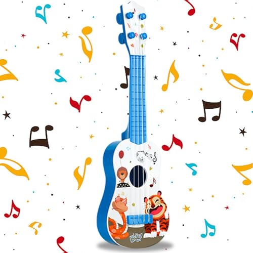 Mini Gitarre, Kindergitarre, Spielzeug Gitarre, Ukulele Gitarre Spielzeug, Gitarre Spielzeughen, Ukulele Kinder mit 4 Verstellbaren Seiten, für Kinder, Kleinkinder, Mädchen (41cm / Blau) von Yoihuqi