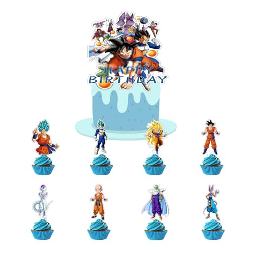 25 PCS Geburtstag Kuchen Deko, Cake Toppers, Cupcake Topper Deko, Cute Anime Party Kuchen Dekoration, Cartoon Geburtstag Cake Topper, Themenpartys Deko für Kinder Junge Mädchen von Yoimckay