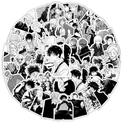 50pcs Anime gemischt Aufkleber, Manga Schwarz-Weiß-Aufkleber,Cartoon Aufkleber Vinyl wasserdichte Sticker Pack für Scrapbook,Skateboard,Auto,Gepäck,Laptop, für Kinder, Teenager, Erwachsene 50pcs Anime gemischt Aufkleber, Manga Schwarz-Weiß-Aufkleber,Cartoon Aufkleber Vinyl wasserdichte Sticker Pack für Scrapbook,Skateboard,Auto,Gepäck,Laptop, für Kinder, Teenager, Erwachsene von Yoimckay
