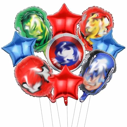 9 Stück Cool Anime Kinder Ballons,Cartoon Film Ballon Thema Party Set,Aluminiumfolie Ballon Dekoration Karikatur Ballon,Rote Blaue Sterne Festival Themen Party Kinder Geburtstags Ballon Schmücken von Yoimckay
