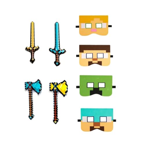 Yoimcaky 8-teiliges Spielzeug-Set, 2 Pixel, aufblasbares Schwert für Kinder, 2 Axt, 4 Gamer-Masken, aufblasbare Waffen mit Pixelschwertern, aufblasbar, Spielzeug, Waffe, Cosplay-Partyzubehör, Geschenk Yoimcaky 8-teiliges Spielzeug-Set, 2 Pixel, aufblasbares Schwert für Kinder, 2 Axt, 4 Gamer-Masken, aufblasbare Waffen mit Pixelschwertern, aufblasbar, Spielzeug, Waffe, Cosplay-Partyzubehör, Geschenk von Yoimckay