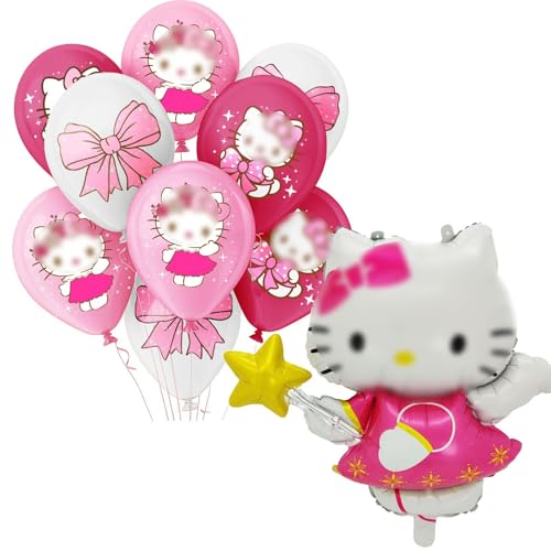 Yoimckay 10 Stück Luftballons Geburtstag Katze Luftballons Aluminium Geburtstag Kit Luftballons Geburtstag Katze Folienballon Mädchen für Dekoration Geburtstagsfeier Mädchen von Yoimckay