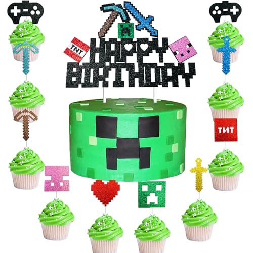 Yoimckay 11 Stück Kuchendekorationen für Partys, Pixel Cake Topper, Kuchendekoration für Kindergeburtstag, Cupcake-Dekoration für Party, Geburtstag, Partyzubehör Yoimckay 11 Stück Kuchendekorationen für Partys, Pixel Cake Topper, Kuchendekoration für Kindergeburtstag, Cupcake-Dekoration für Party, Geburtstag, Partyzubehör von Yoimckay