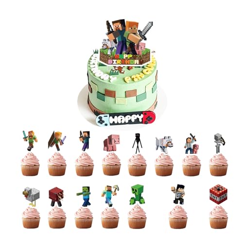 Yoimckay 16-teiliges Pixel Happy Birthday Tortendeko, Cake Topper Geburtstag, Geburtstagsdeko Kinder, Cake Topper, Happy Birthday kindergeburtstag deko Cartoon, party deko geburtstag, Mädchen, Jungen Yoimckay 16-teiliges Pixel Happy Birthday Tortendeko, Cake Topper Geburtstag, Geburtstagsdeko Kinder, Cake Topper, Happy Birthday kindergeburtstag deko Cartoon, party deko geburtstag, Mädchen, Jungen von Yoimckay