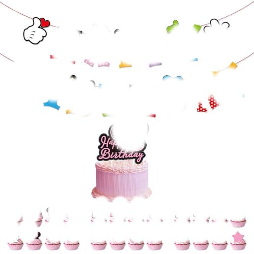 Yoimckay 26-teiliges Kuchendekorations-Set für Mädchen, Banner, Happy Birthday, Cartoon, Kuchendekoration für Mädchen, Jungen, Erwachsene, Geburtstagsfeier Yoimckay 26-teiliges Kuchendekorations-Set für Mädchen, Banner, Happy Birthday, Cartoon, Kuchendekoration für Mädchen, Jungen, Erwachsene, Geburtstagsfeier von Yoimckay