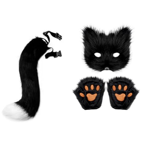 Yoimckay Cosplay Kostüm Set, Kunstpelz-Fuchsmaske, Kunstpelz-Fuchsschwanz, Handschuhe mit Plüs chkrallen, Niedliches Kostüm Set für Kinder und Erwachsene Halloween Yoimckay Cosplay Kostüm Set, Kunstpelz-Fuchsmaske, Kunstpelz-Fuchsschwanz, Handschuhe mit Plüs chkrallen, Niedliches Kostüm Set für Kinder und Erwachsene Halloween von Yoimckay