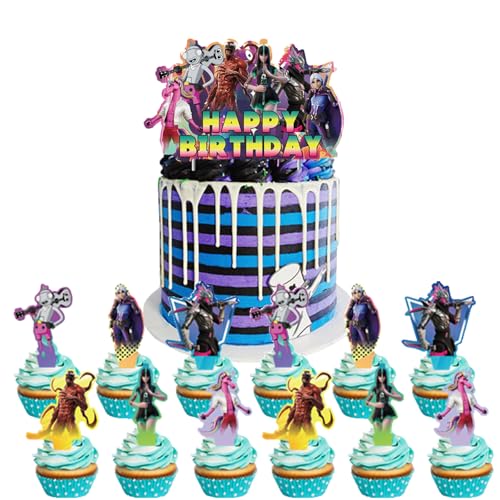 Yoimckay Fortnit 13-teiliges tortenaufleger set, tortenaufleger für Geburtstag, happy birthday tortendeko und cake topper, Cartoon kindergeburtstag deko, Fortnit Geburtstagsdeko, Mädchen, Jungen von Yoimckay